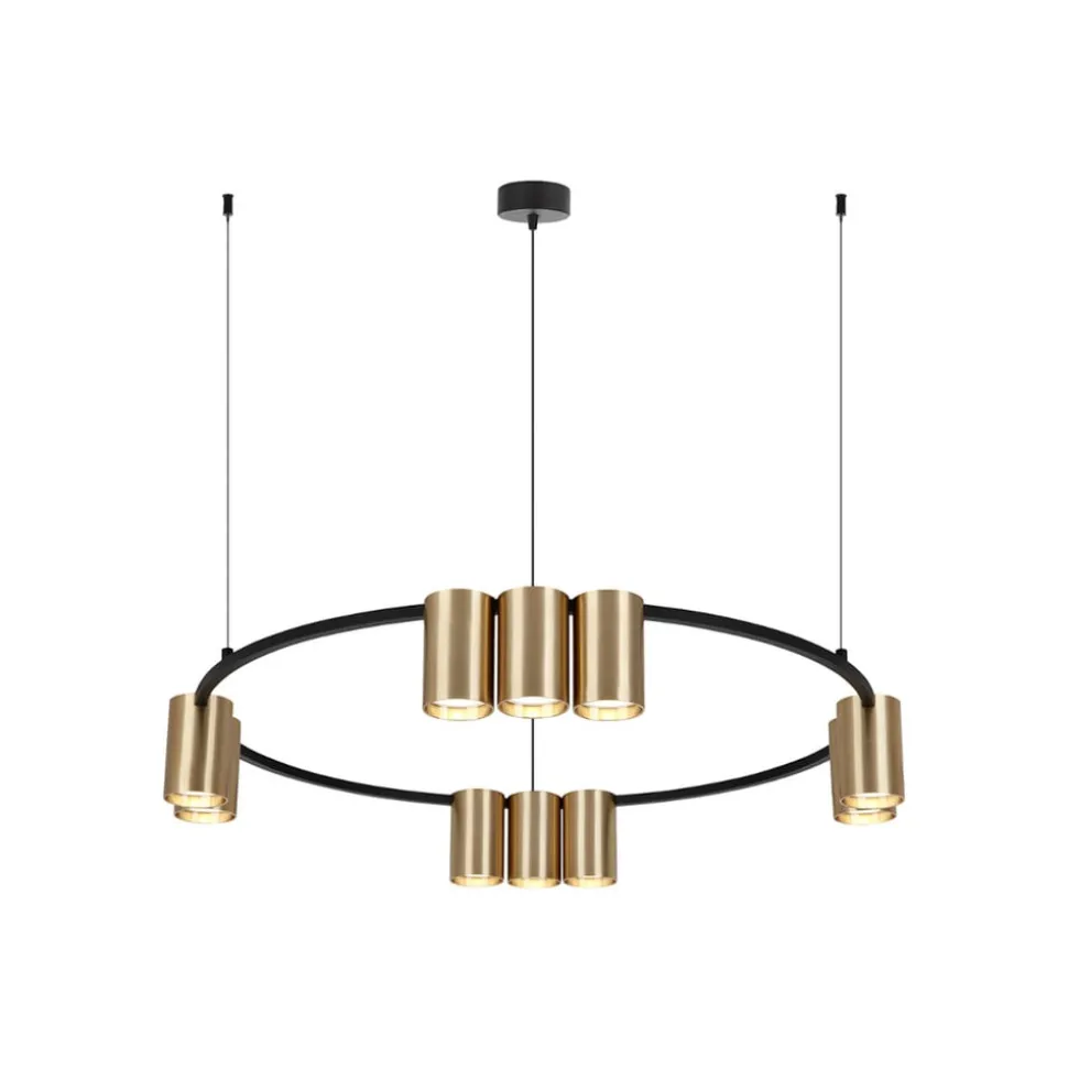 Hanglamp Genesis, aluminium, zwart/goud, 10 x GU10, Ø 60 cm