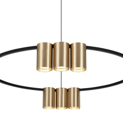 Hanglamp Genesis, aluminium, zwart/goud, 10 x GU10, Ø 60 cm