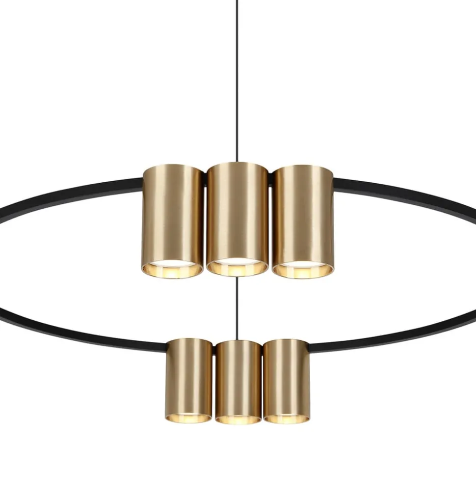Hanglamp Genesis, aluminium, zwart/goud, 10 x GU10, Ø 60 cm