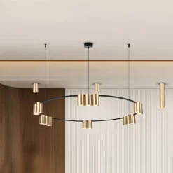 Hanglamp Genesis, aluminium, zwart/goud, 15 x GU10, Ø 100 cm