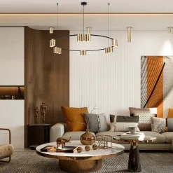 Hanglamp Genesis, aluminium, zwart/goud, 15 x GU10, Ø 100 cm