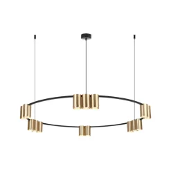 Hanglamp Genesis, aluminium, zwart/goud, 15 x GU10, Ø 100 cm