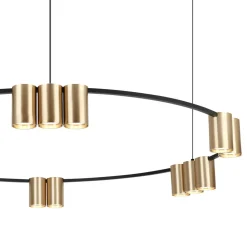 Hanglamp Genesis, aluminium, zwart/goud, 15 x GU10, Ø 100 cm