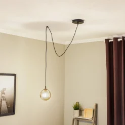 Hanglamp Glassy, decentrale, zwart, grafiet, glas, 14 cm