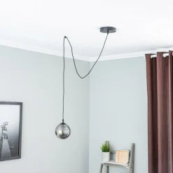 Hanglamp Glassy, decentrale, zwart, grafiet, glas, 14 cm