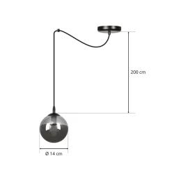 Hanglamp Glassy, decentrale, zwart, grafiet, glas, 14 cm