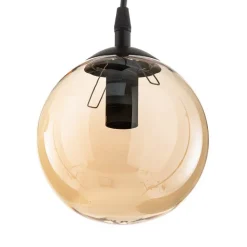 Hanglamp Glassy, 6-lamps, grafiet/amber/helder, glas, 75 cm