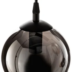 Hanglamp Glassy, 6-lamps, grafiet/amber/helder, glas, 75 cm