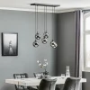 Hanglamp Glassy, 6-lamps, zwart, grafiet, glas, 75 cm