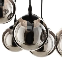 Hanglamp Glassy, 6-lamps, zwart, grafiet, glas, 75 cm