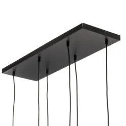 Hanglamp Glassy, 6-lamps, zwart, grafiet, glas, 75 cm