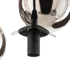 Hanglamp Glassy, 6-lamps, zwart, grafiet, glas, 75 cm