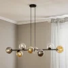 Hanglamp Glassy, 8-lamps, zwart, grafiet/amber/helder