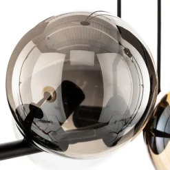 Hanglamp Glassy, 8-lamps, zwart, grafiet/amber/helder