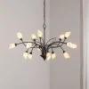 Hanglamp Gloriosa, glas, zwart, 15 lampjes