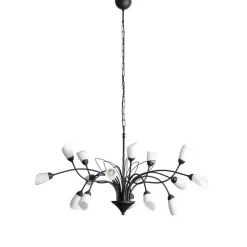 Hanglamp Gloriosa, glas, zwart, 15 lampjes