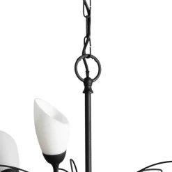 Hanglamp Gloriosa, glas, zwart, 15 lampjes