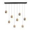 Hanglamp Golden Egg, amber/goud, lengte 115 cm, 8-lamps glas