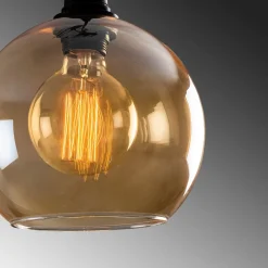 Hanglamp goud 021 3-lamps rondel glas Ø20cm