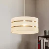 Hanglamp Helen textiel kap wit-goud Ø 40 cm