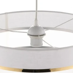 Hanglamp Helen textiel kap wit-goud Ø 40 cm
