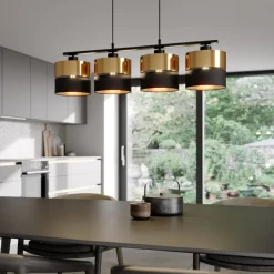 Hanglamp Hilton, zwart/goud, 4-lamps