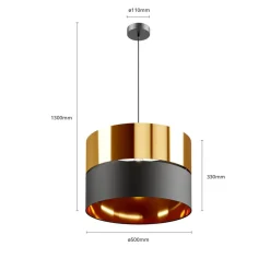 Hanglamp Hilton, zwart/goud, 1-lamp