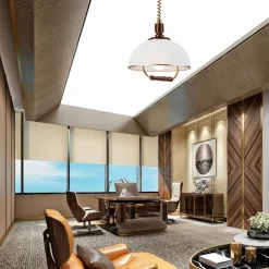 Hanglamp Ilsa, wit/goud, Ø 30 cm, in hoogte verstelbaar