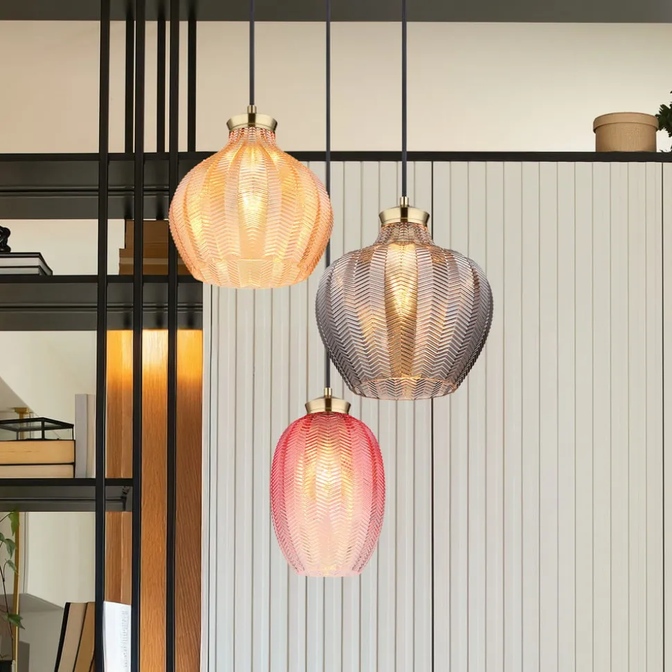 Hanglamp Jessica, Ø 45 cm, kleurrijk, 3-lamps, glas