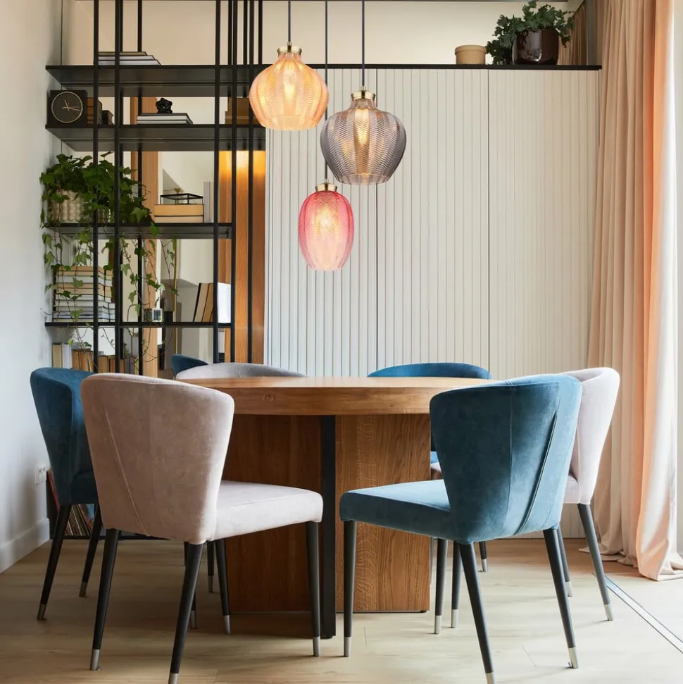 Hanglamp Jessica, Ø 45 cm, kleurrijk, 3-lamps, glas