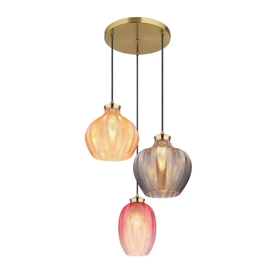 Hanglamp Jessica, Ø 45 cm, kleurrijk, 3-lamps, glas