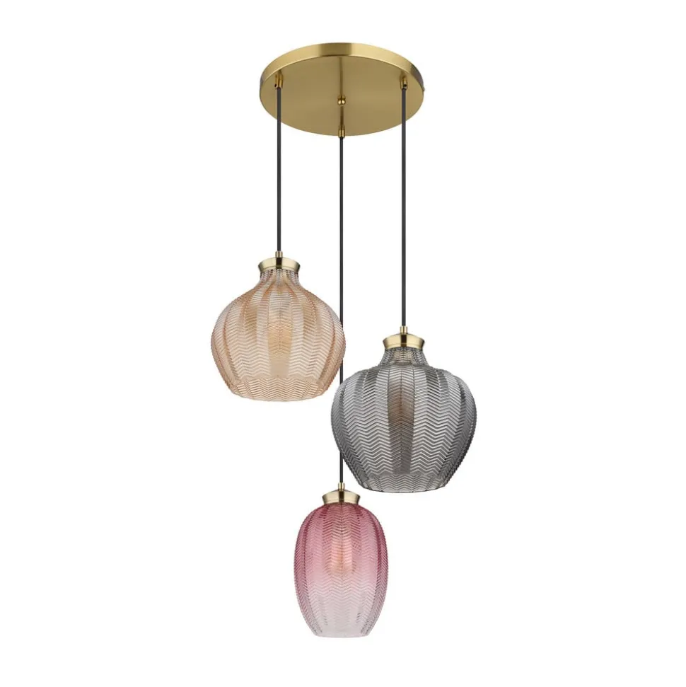 Hanglamp Jessica, Ø 45 cm, kleurrijk, 3-lamps, glas