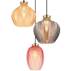 Hanglamp Jessica, Ø 45 cm, kleurrijk, 3-lamps, glas