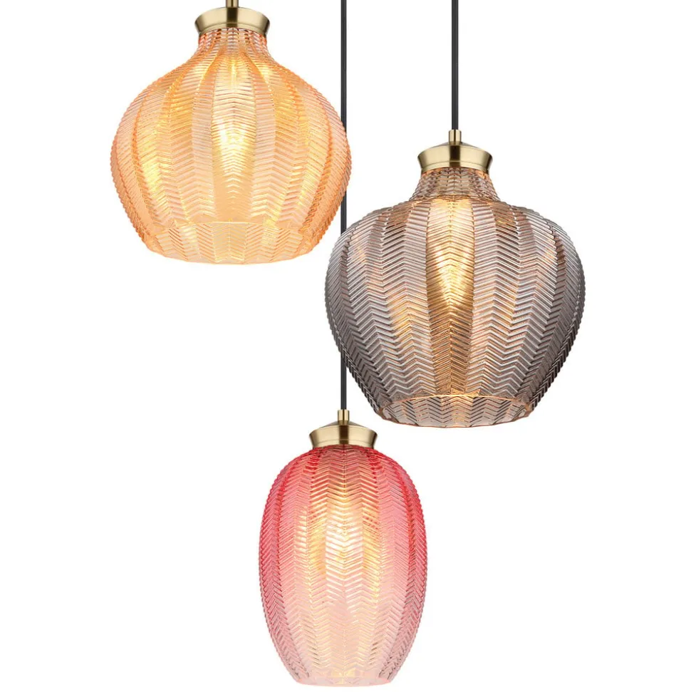 Hanglamp Jessica, Ø 45 cm, kleurrijk, 3-lamps, glas