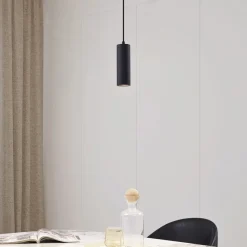 Hanglamp Joffrey, Ø 6 cm, zwart, metaal, GU10