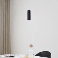 Hanglamp Joffrey, Ø 6 cm, zwart, metaal, GU10