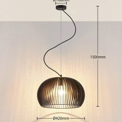 Hanglamp Jusra van zwart metaal, 1-lamp.