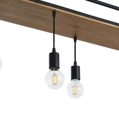 Hanglamp Kirista, 5-lamps, zwart, hout, 100 cm