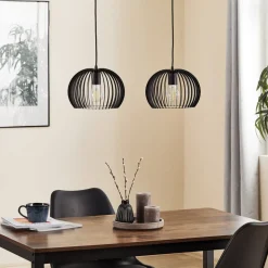 Hanglamp Larus van zwart staal, 2-lamps