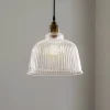 Hanglamp Leana, glas helder, 1-lamp, oud messing
