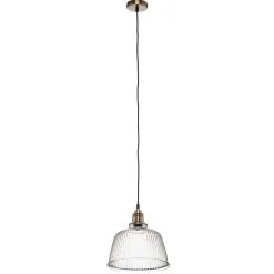 Hanglamp Leana, glas helder, 1-lamp, oud messing