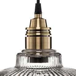 Hanglamp Leana, glas helder, 1-lamp, oud messing