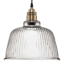 Hanglamp Leana, glas helder, 1-lamp, oud messing