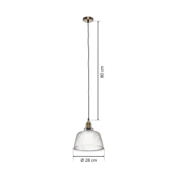 Hanglamp Leana, glas helder, 1-lamp, oud messing