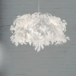 Hanglamp Leavy, chroom/wit, Ø 70 cm, kunststof