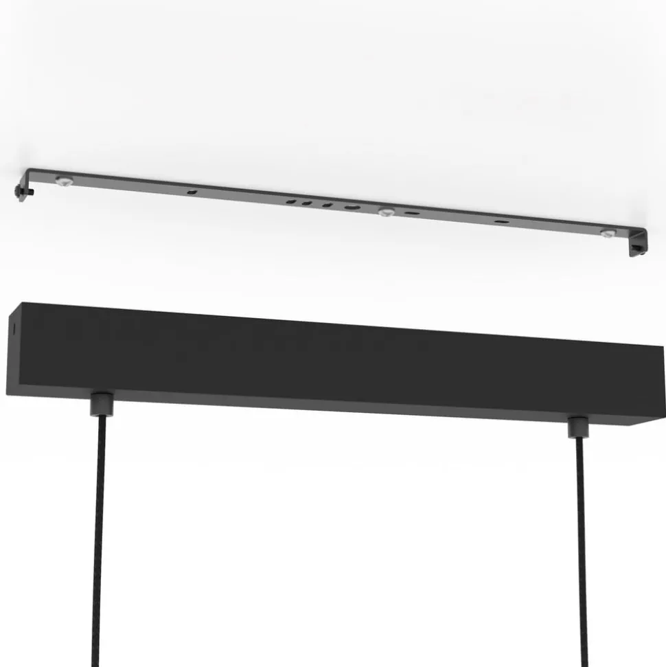 Hanglamp Libertad 1, lengte 76 cm, zwart/hout, 3-lamps.