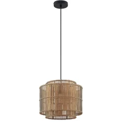 Hanglamp Lindby Bridga, Ø 35 cm, zwart, bamboe
