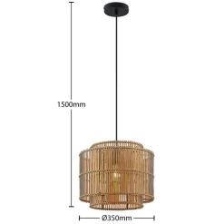 Hanglamp Lindby Bridga, Ø 35 cm, zwart, bamboe