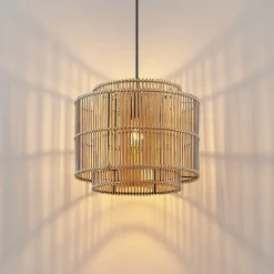 Hanglamp Lindby Bridga, Ø 35 cm, zwart, bamboe