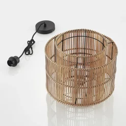 Hanglamp Lindby Bridga, Ø 35 cm, zwart, bamboe